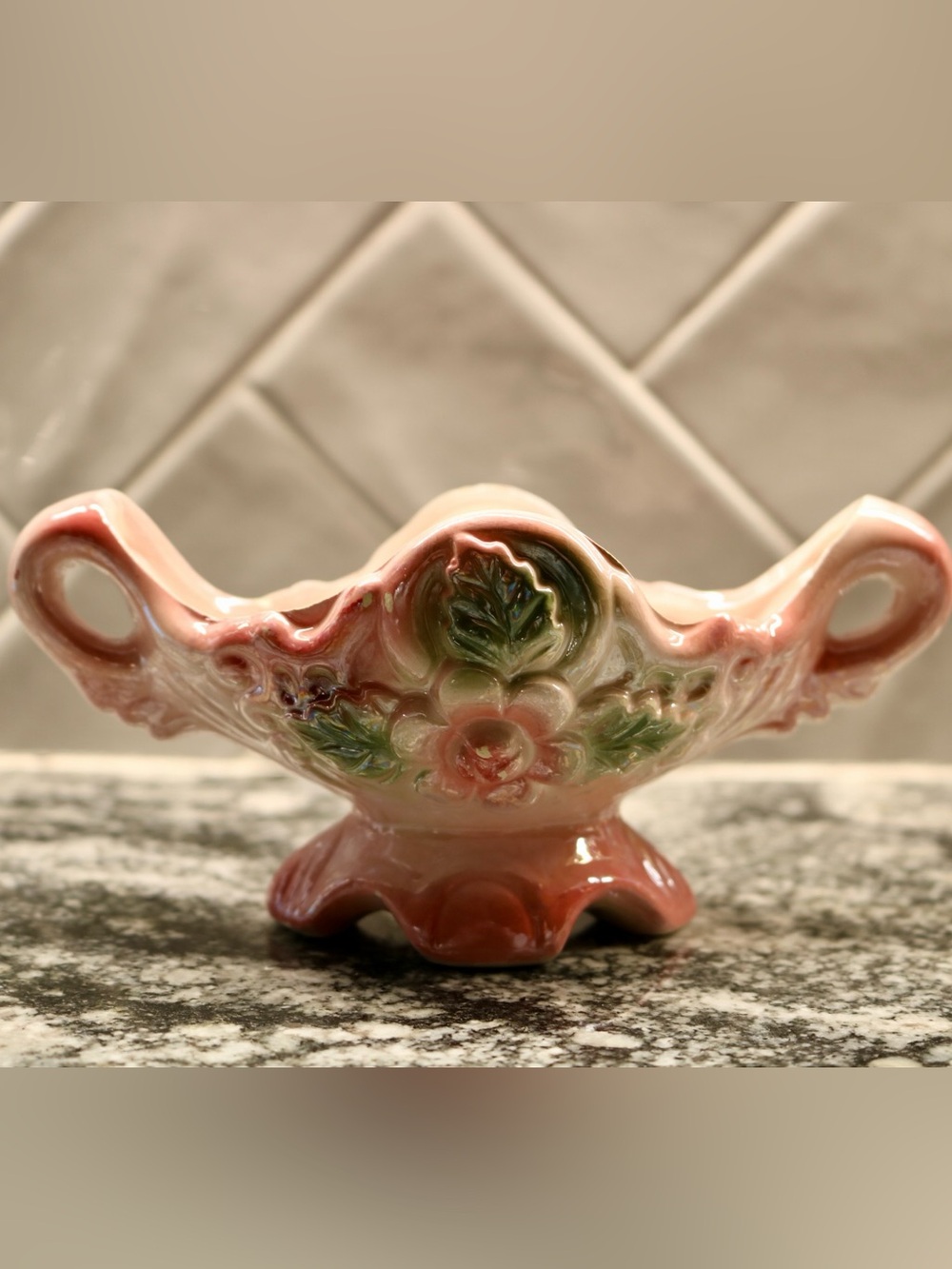 Decorative Pink Floral Ceramic Candy Bowl